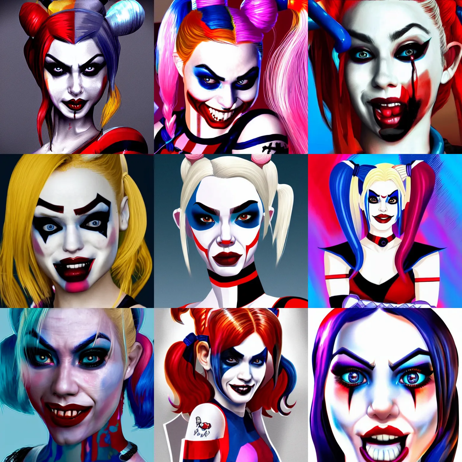 Prompt: Harley Quinn, ultra mega super hyper details of the face, full body, ultra mega super hyper detail, ultra mega super hyper modernization, cinematic, dynamic lighting, ultra mega super hyper realistic, ultra mega super hyper beautiful