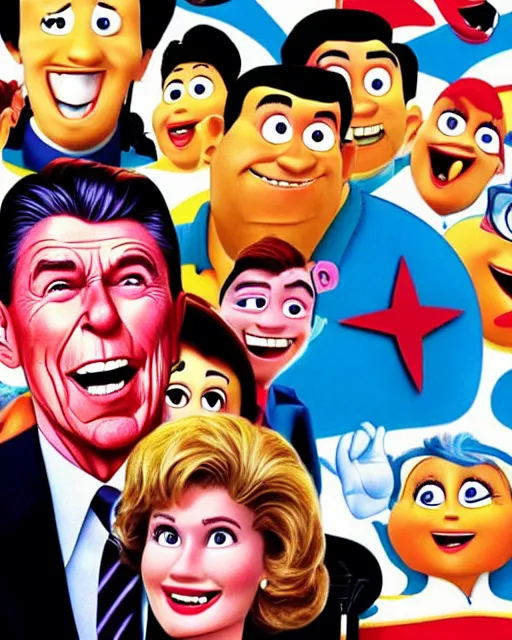 Image similar to a pixar movie about the 1 9 8 0 s aids pandemic with ronald reagan as the villain