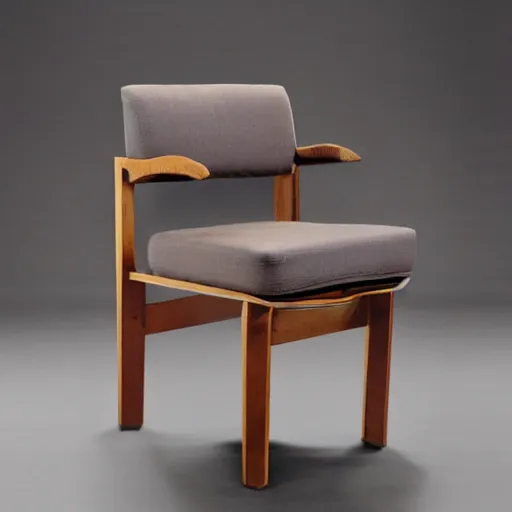 Image similar to midcentury modern wooden chair in the style of mies van der rough high end photoshoot