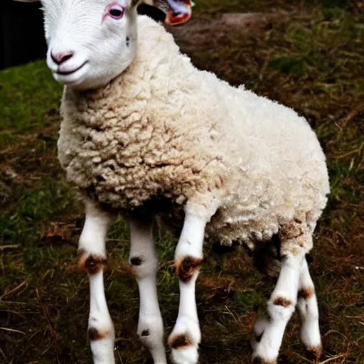 Image similar to lamb and goat fused as one, evil mood