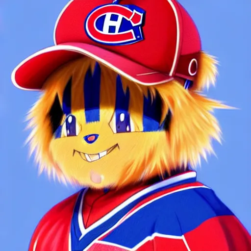 Image similar to anime Portrait of Youppi the Habs Montreal Canadiens Mascot as a very cute powerful and friendly pokemon, highly detailed anime, high evolution, 1990s, legendary, smooth, sharp focus, dynamic lighting, intricate, trending on ArtStation, illustration pokemon, art by WLOP