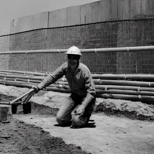 Prompt: Bob the builder building the Berlin wall, photorealistic, 4K,