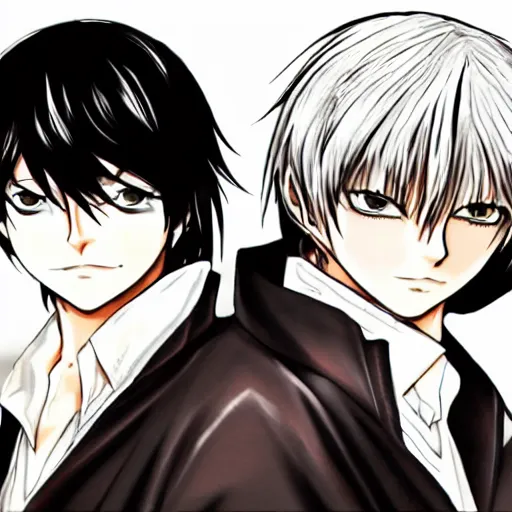 Image similar to Two handsome men,L·Lawliet and Light Yagami,Death Note