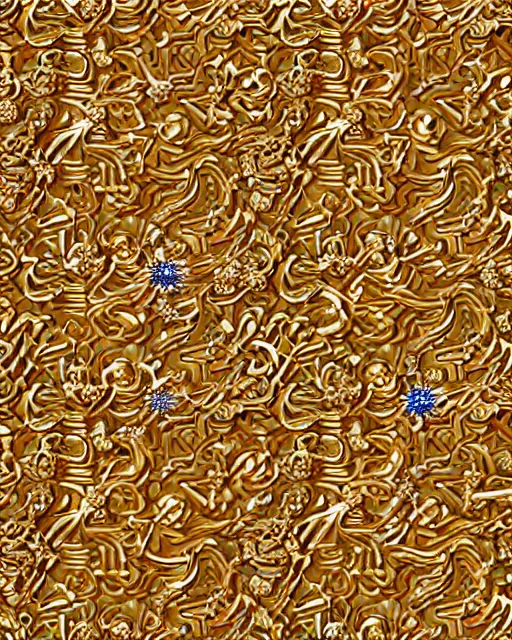 Image similar to a seamless pattern of 3D render of Tibetan calligraphy carved in iridescent bismuth crystal , swarovski studded words in metallic and diamond sparkle, Tibetan text script, Tivet manuscript, pearls, diamonds, opal, bvlgari, ultra realistic, sharp focus, symmetric, 8k high definition, insanely detailed, intricate, elegant, Hajime Sorayama, Octane render, unreal engine,