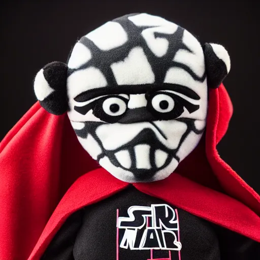 Prompt: studio portrait still of!!!!! darth maul!!!!!! plush toy, puppet, muppet show, 8 k, studio lighting, key light,