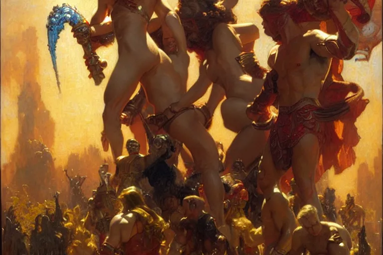 Image similar to eternals, painting by gaston bussiere, craig mullins, j. c. leyendecker, tom of finland