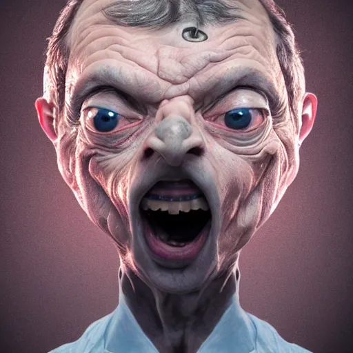 Image similar to Very very very very highly detailed epic central composition photo of Mr Bean as Gollum face, intricate, happy colors, extremely detailed, digital painting, smooth, sharp focus, illustration, intimidating lighting, incredible art by Brooke Shaden, artstation, concept art, Octane render in Maya and Houdini