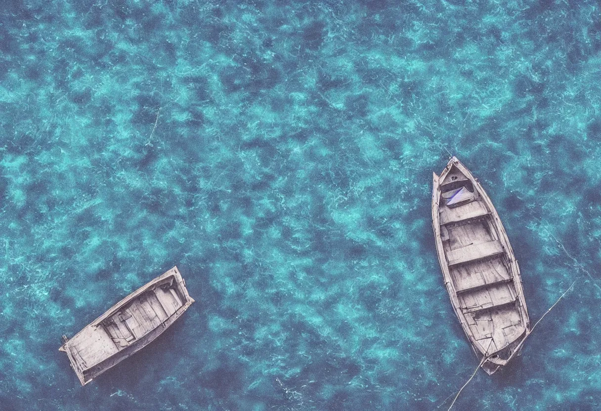 Prompt: “lonely boat in a calmed sea at dawn Milky Way dart blue tones clear water cinematic detail hdr”