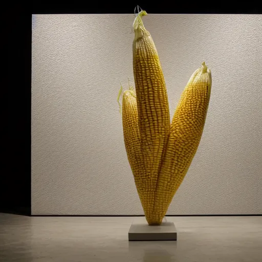 Image similar to modern art, abstract sculpture, corn, moma, studio light, 8 k