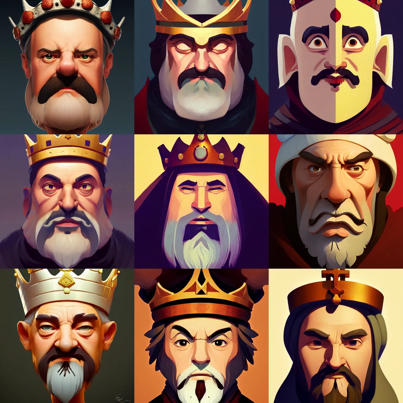 Prompt: face icon stylized minimalist medieval old king with a crown, loftis, cory behance hd by jesper ejsing, by rhads, makoto shinkai and lois van baarle, ilya kuvshinov, rossdraws global illumination