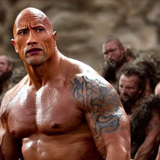 Image similar to Dwayne Johnson in Spartacus 4K quality super realistic