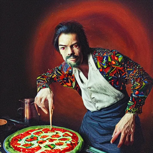 Prompt: bright_psychedelic_portrait_of_nick_cave_baking_a_pizza_diffuse_lighting_fantasy_intricate_elegant_highly_detailed_life_-H_1024_-W_1024_-C_17.0_-n_9_-i_-s_130_-S_4278490737_ts-1660073398_idx-5