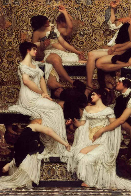 Prompt: napoleons consort by sir lawrence alma - tadema, john william godward, arnold bocklin, herbert james draper