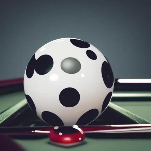 Image similar to a close - up shot of an 8 ball sitting on a pool table, digital art, highly detailed, realistic, bright colors, 8 k