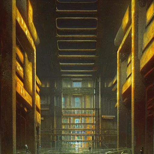 Prompt: painting of a scifi ancient civilzation victorian, brutalist architecture, bright lights, beksinski