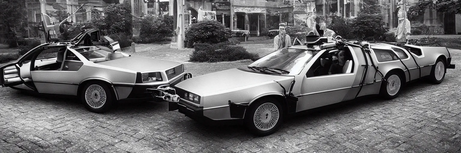 Prompt: Volkswagen sedan edition from “DeLorean”, from “Back to the future”