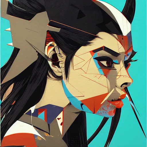 Image similar to Ibuki profile picture by Sachin Teng, asymmetrical, Organic Painting , Violent, Dark, Powerful, geometric shapes, hard edges, street fighter 3rd strike, graffiti, street art:2 by Sachin Teng:4