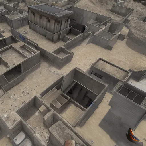 Image similar to A photo of Dust 2, very high quality, hyper realistic 4k