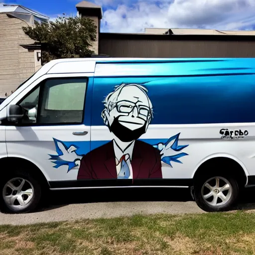 Image similar to side shot, van, Bernie sanders, anime car wrap