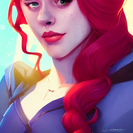 Image similar to a portrait of Lili Reinhart Batgirl red hair, art by lois van baarle and loish and ross tran and rossdraws and sam yang and samdoesarts and artgerm, digital art, highly detailed, intricate, sharp focus, Trending on Artstation HQ, deviantart, unreal engine 5, 4K UHD image