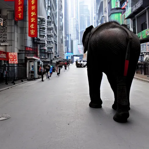 Image similar to an elephant on the streets of shanghai, cyberpunk, futuristic