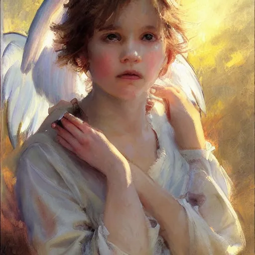 Prompt: angel, character portrait by Daniel F. Gerhartz