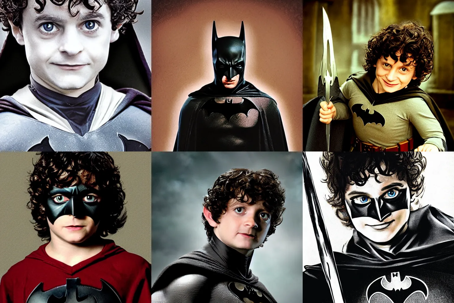 Prompt: portrait photo of the Batman dressed as frodo