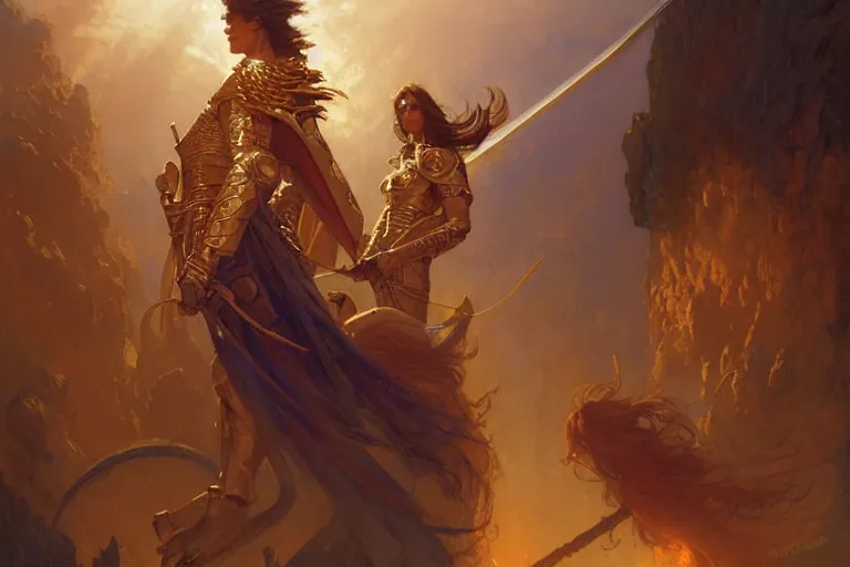 Prompt: the knights radiant of the stormlight archive by brandon sanderson, character design, painting by gaston bussiere, craig mullins, j. c. leyendecker, wotjek fus, wlop, artgerm