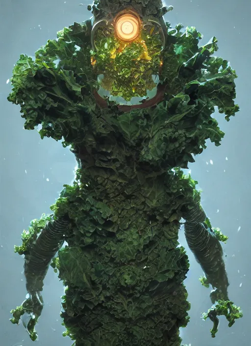 Image similar to biohazard portrait of kale!! tony kale bioshock, au naturel, hyper detailed, digital art, trending in artstation, cinematic lighting, studio quality, smooth render, unreal engine 5 rendered, octane rendered, art style by klimt and nixeu and ian sprigger and wlop and krenz cushart