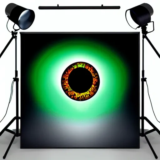 Prompt: floating human eyeball in chrome, studio lighting