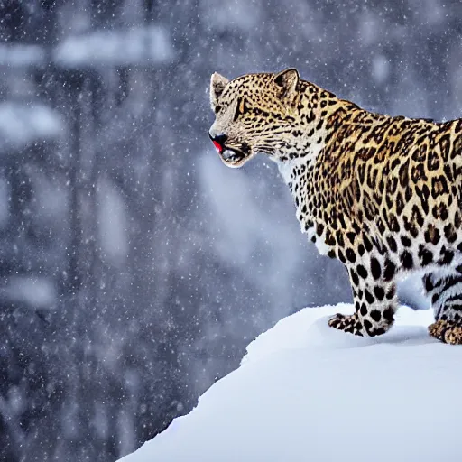 Prompt: a snowy leopard gryphon