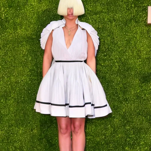 Image similar to sia furler wearing a short dress photoshoot