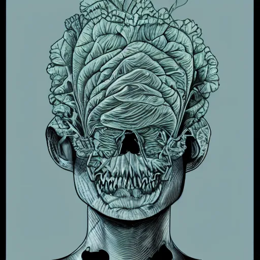 Prompt: the anatomy of a head of lettuce, an ultrafine detailed painting by james jean, octopath traveler, behance contest winner, vanitas, angular, altermodern