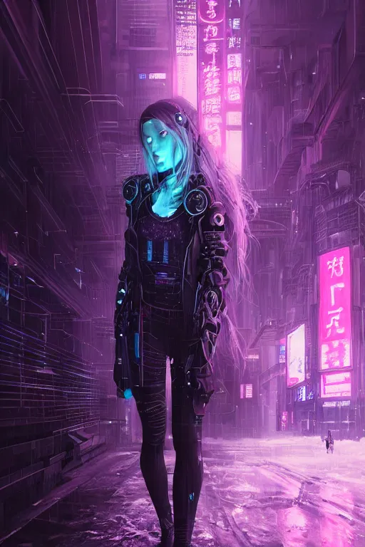 Image similar to portrait futuristic talented cyberpunk female Alchemist, in futuristic stormy heavy snowy thunder tokyo rooftop Enchantment cyberpunk night, ssci-fi, fantasy, intricate, very very beautiful, elegant, neon light, highly detailed, digital painting, artstation, concept art, soft light, hdri, smooth, sharp focus, illustration, art by tian zi and craig mullins and WLOP and alphonse mucha