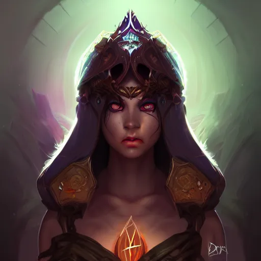 Image similar to dark sorceress full view, wide angle, highly detailed, wlop style, artstation, symmetrical face, concept art, soft light, sharp focus, illustration, character design