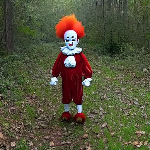 Image similar to Pennywise Caught on a trail cam 4K quality super realistic