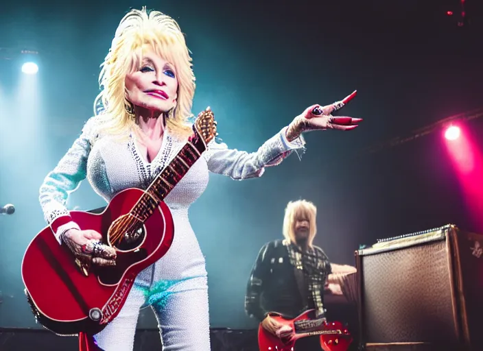 Image similar to photo still of dolly parton at the vans warped tour 2 0 1 8!!!!!!!! at age 3 6 years old 3 6 years of age!!!!!!!! stage diving into the crows, 8 k, 8 5 mm f 1. 8, studio lighting, rim light, right side key light