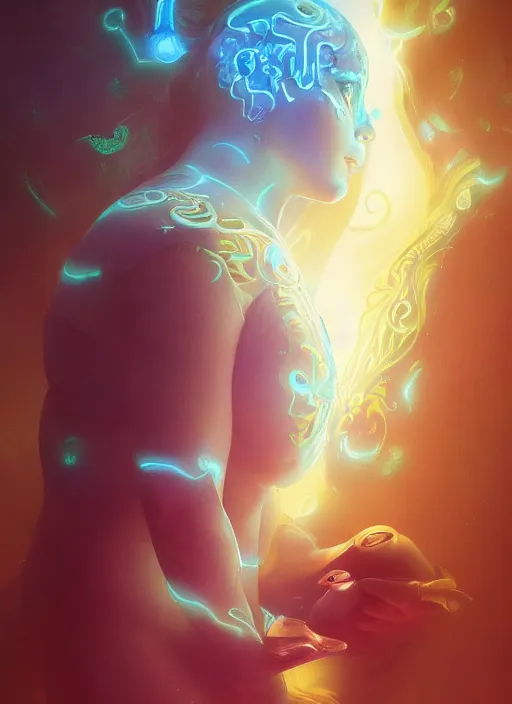 Prompt: beautiful woma - frog, intricate lights, phoenix, bio luminescent, plasma, by ruan jia and artgerm and range murata and wlop and ross tran and william - adolphe bouguereau and beeple. key art. fantasy illustration. award winning, artstation, intricate details, realistic, hyperdetailed, 8 k resolution.