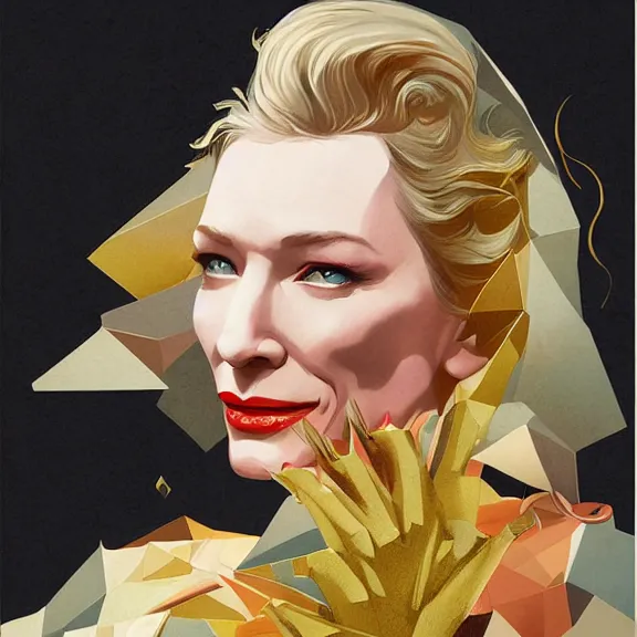 Prompt: cate blanchett, by Sachin Teng + Karol Bak + Rolf Armstrong