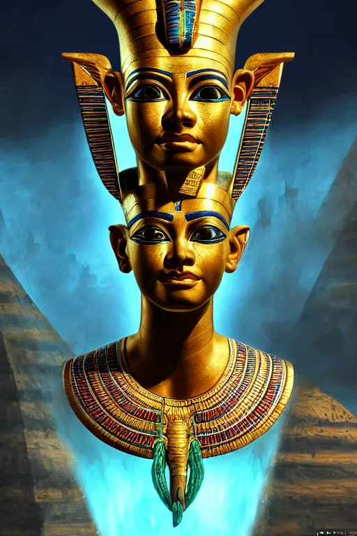 Image similar to egypt god osiris, god of the underworld, highly detailed, d & d, fantasy, highly detailed, digital painting, trending on artstation, concept art, sharp focus, illustration, global illumination, ray tracing, realistic shaded, art by artgerm and greg rutkowski and fuji choko and viktoria gavrilenko and hoang lap, sunny