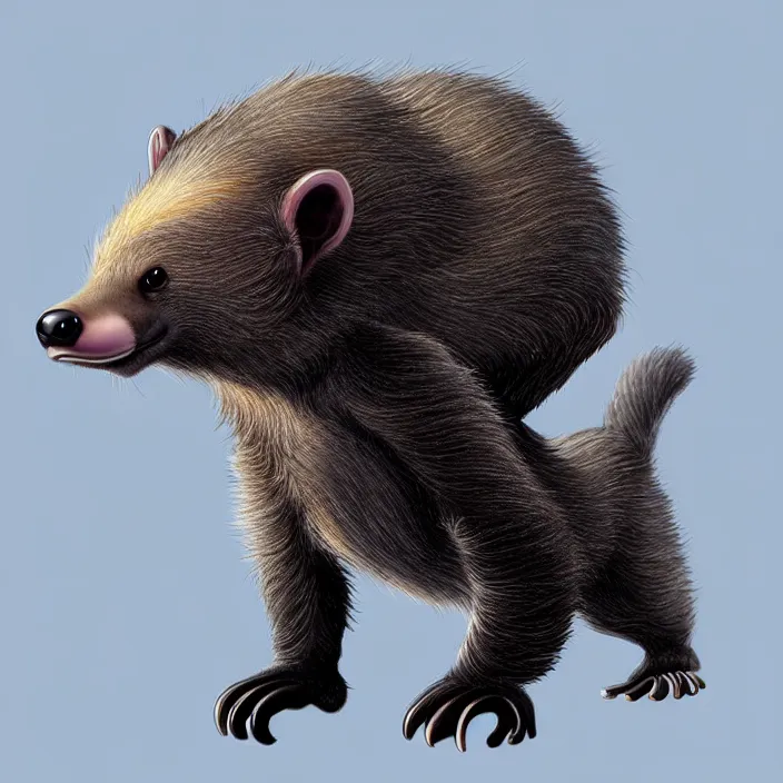 Image similar to cute honey badger, ultra realistic, concept art, highly detailed, style pixar