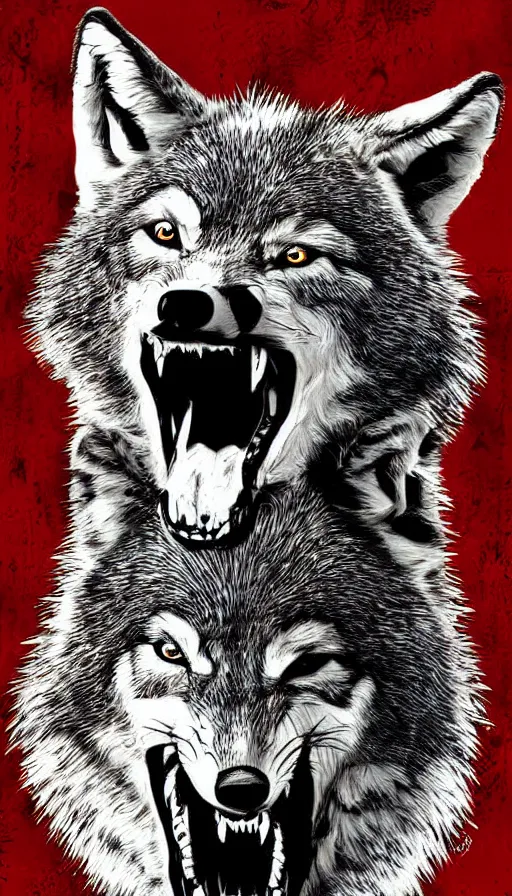 Prompt: rabid wolf 8 0's style digital art, photorealistic poster