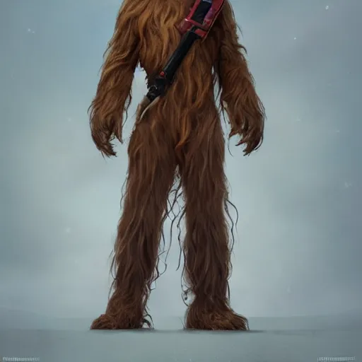 Image similar to a hairless Chewbacca wearing a fire coat over tactical gear, by Stanley Artgerm Lau, WLOP, Rossdraws, James Jean, Andrei Riabovitchev, Marc Simonetti, and Sakimichan, tranding on artstation