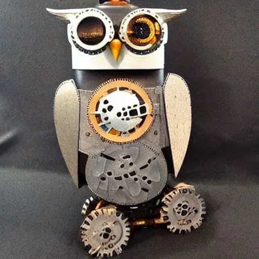 Image similar to owl steampunk robot thats high detailed and cute,