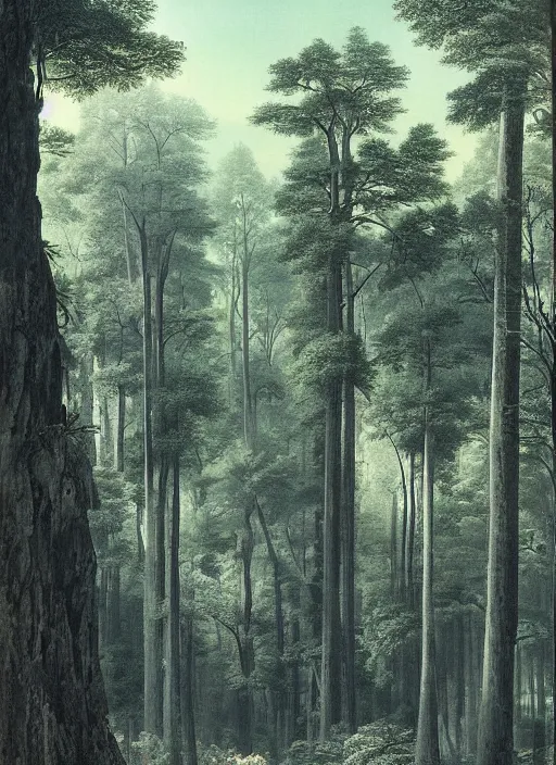 Prompt: a forest with extremely thin tall trees, dense, very epic atmosphere, by asher brown durand, by yoshitaka amano