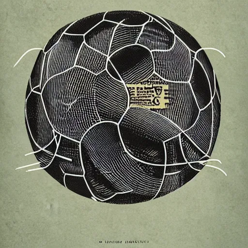 Image similar to illustration of football ball, by, da vinci and victo ngai