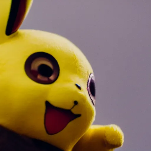 Prompt: a macro photograph of pikachu, dslr