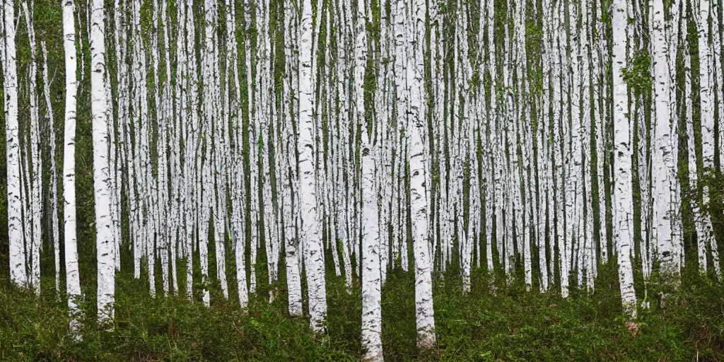 Image similar to a beautiful white birch forest in the style of Calvin and hobbes