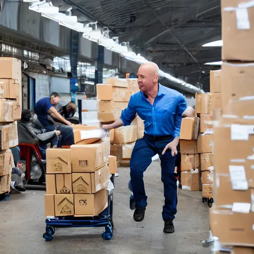 Prompt: jeff bezos being abusive towards his employees and forcing them to work without toilet breaks, sharp focus, hyper realistic, sony 5 0 mm lens