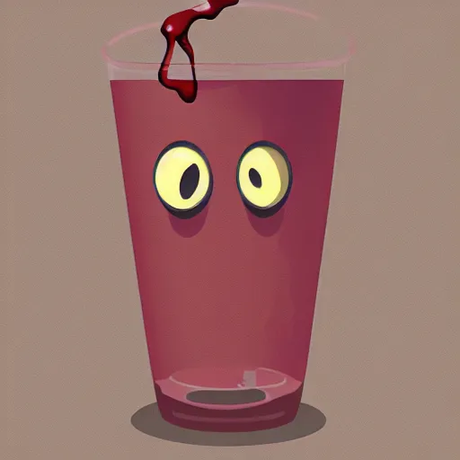 Image similar to a sad anthropomorphic spilled drink crying, digital art